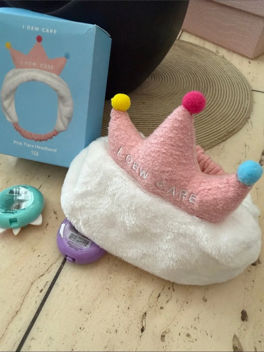 I Dew Care Pink Tiara Headband with 2 Unicorn Lip Glosses